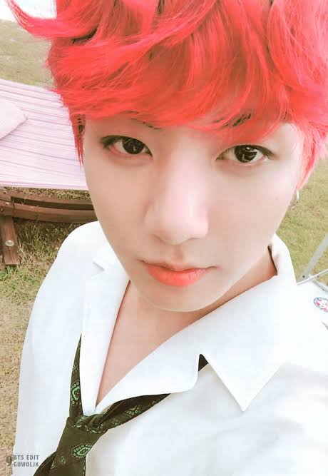 jungkook with cherry-colored hair is the most beautiful thing in life; a thread  @BTS_twt