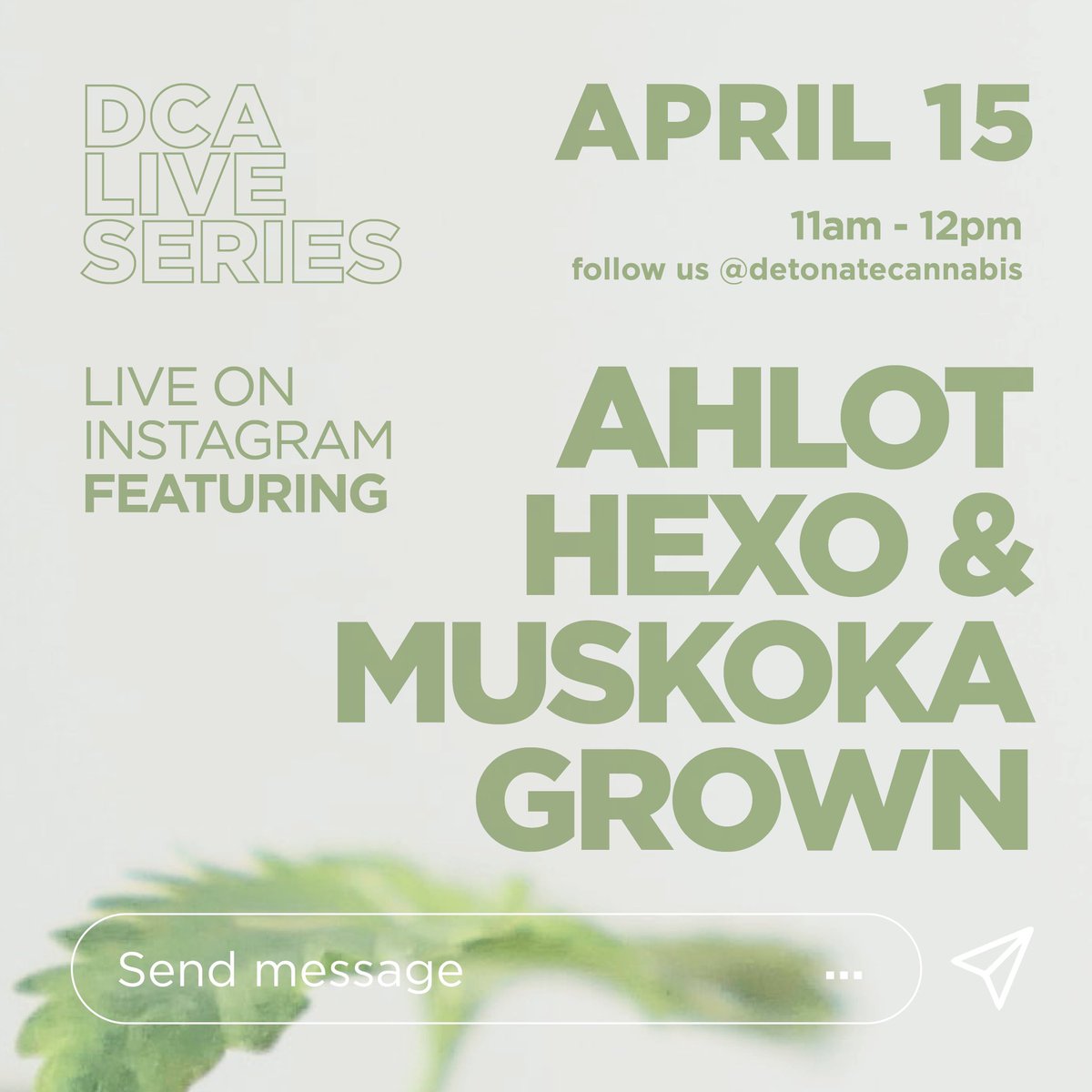 Join us Wednesday starting at 11 am!
<a href="/Hexocorp/">HEXO Corp</a> <a href="/MuskokaGrown/">Muskoka Grown™️</a> Ahlot