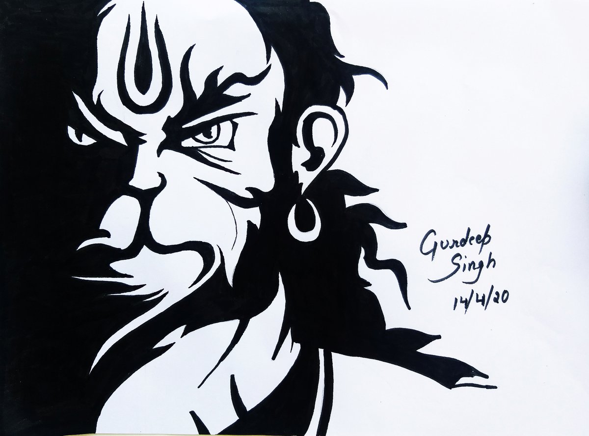 Marvelous Pencil Sketch Of Hanuman JI - Desi Painters-iangel.vn