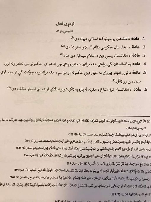 DOCUMENT:Taliban's "Charter of the Islamic Emirate of Afghanistan": a draft of a Taliban charter consisting of a list of rules, intended as a guide for the potential future governance of Afghanistan. It looks very similar to those of the former Taliban regime (1996-2001). 1/2