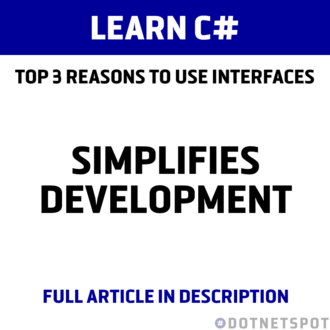 DotNetSpot's tweet image. Using interfaces is an essential skill that helps create high-quality and maintainable code. Found out why in this article:  medium.com/@walpoles93/to… 

#dotnet #csharp #webdevelopment #programming #softwaredevelopment #javascript #100DaysOfCode