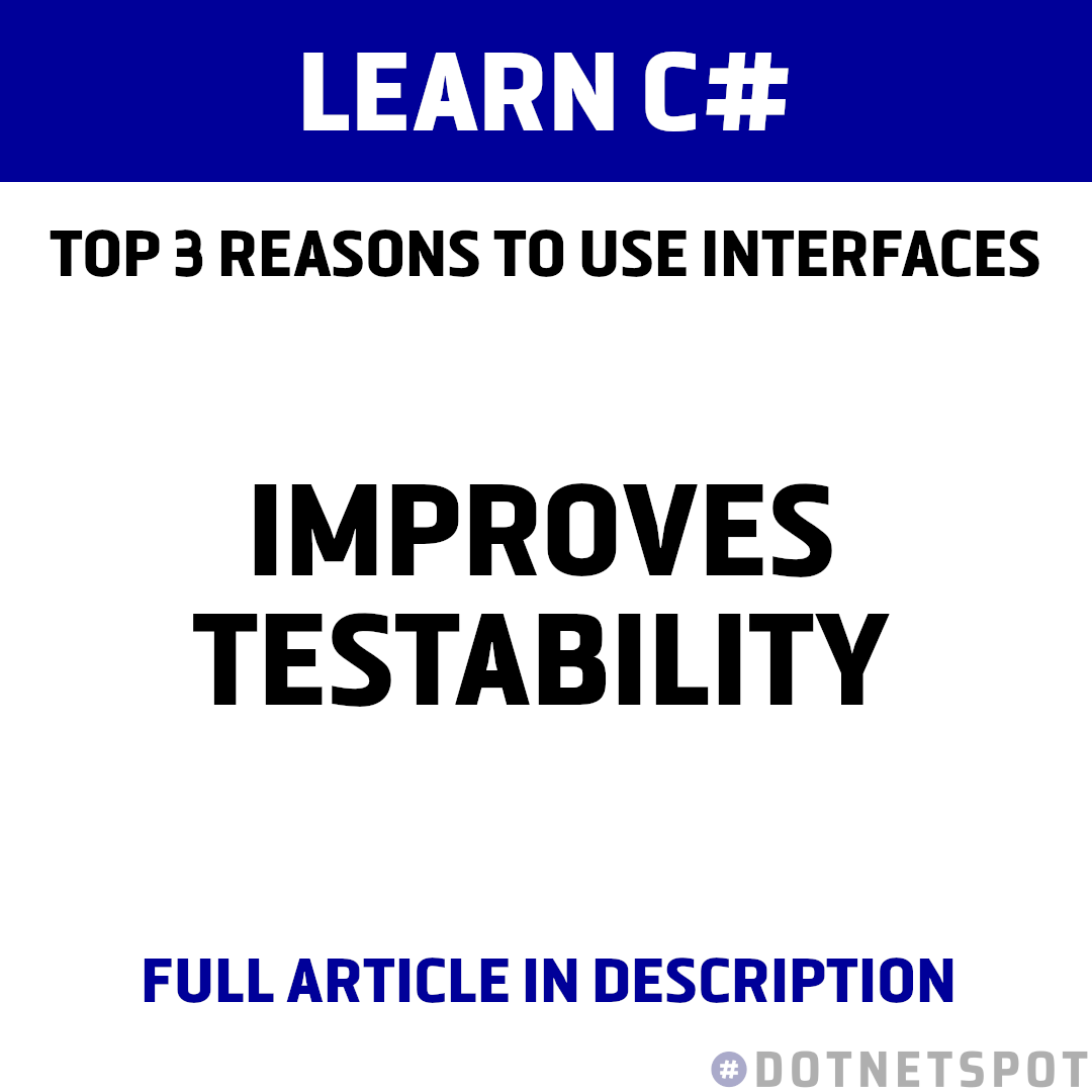 DotNetSpot's tweet image. Using interfaces is an essential skill that helps create high-quality and maintainable code. Found out why in this article:  medium.com/@walpoles93/to… 

#dotnet #csharp #webdevelopment #programming #softwaredevelopment #javascript #100DaysOfCode