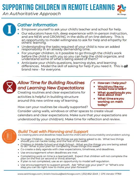 BrightPromises1's tweet photo. Remote learning for CPS students begins today. Check out this remote learning guide from SEL Chicago on how to create a supported and structured learning environment for your children over the next several weeks. #SELatHome #socialemotionallearning #givekidsachance #AllinIL https://t.co/ptrFmK4zdb