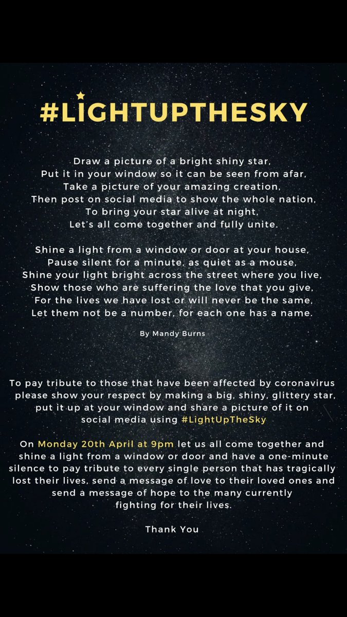 Please share... let’s all light up the sky 💙