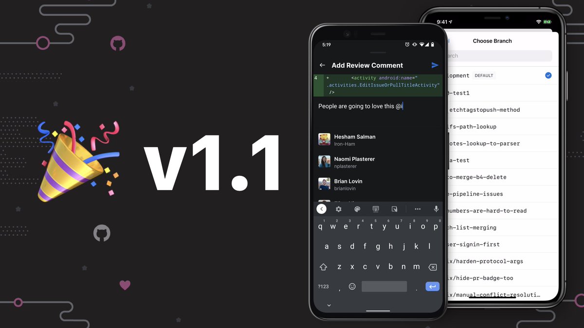 GitHub for mobile 1.1 is now generally available with your most-requested features like mentions, changing branches, and more. Download at  https://github.com/mobile&qu... class= GitHub for mobile 1.1 is now generally available with your most-requested features like mentions, changing branches, and more. Download at  https://github.com/mobile&qu... class=