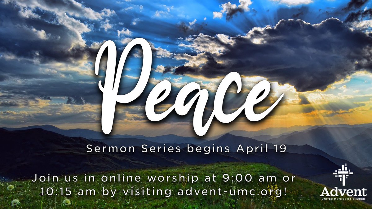 AdventUMC_SC's tweet photo. Peace. The Hebrew word that is often translated "peace" is shalom, but shalom is more than just peace. When we find shalom, God's peace, we find rest regardless of our circumstances. Join us for online worship this Sunday, as together, we learn what it means to be at peace. https://t.co/qowT0ubvvw