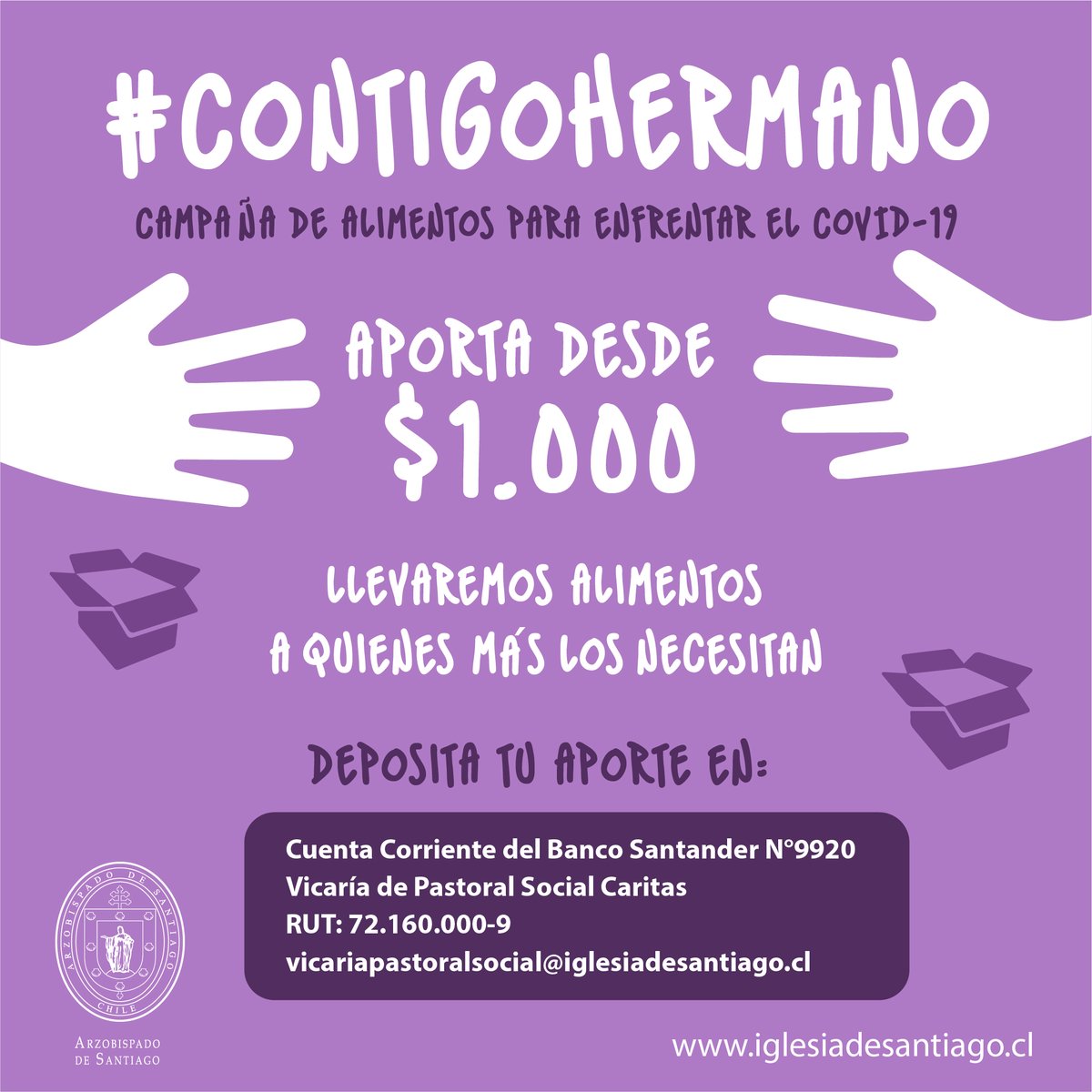 VicariaPSC's tweet photo. En medio de la crisis por Covid-19 algunas familias han perdido sus fuentes de trabajo, no cuentan con redes de apoyo o viven en situación de calle, para ayudar a quienes  más lo necesitan, la @Iglesiastgo inició la Campaña #ContigoHermano  más detalles en https://t.co/mcDdzHpyLw https://t.co/R5S9Wm7tdQ
