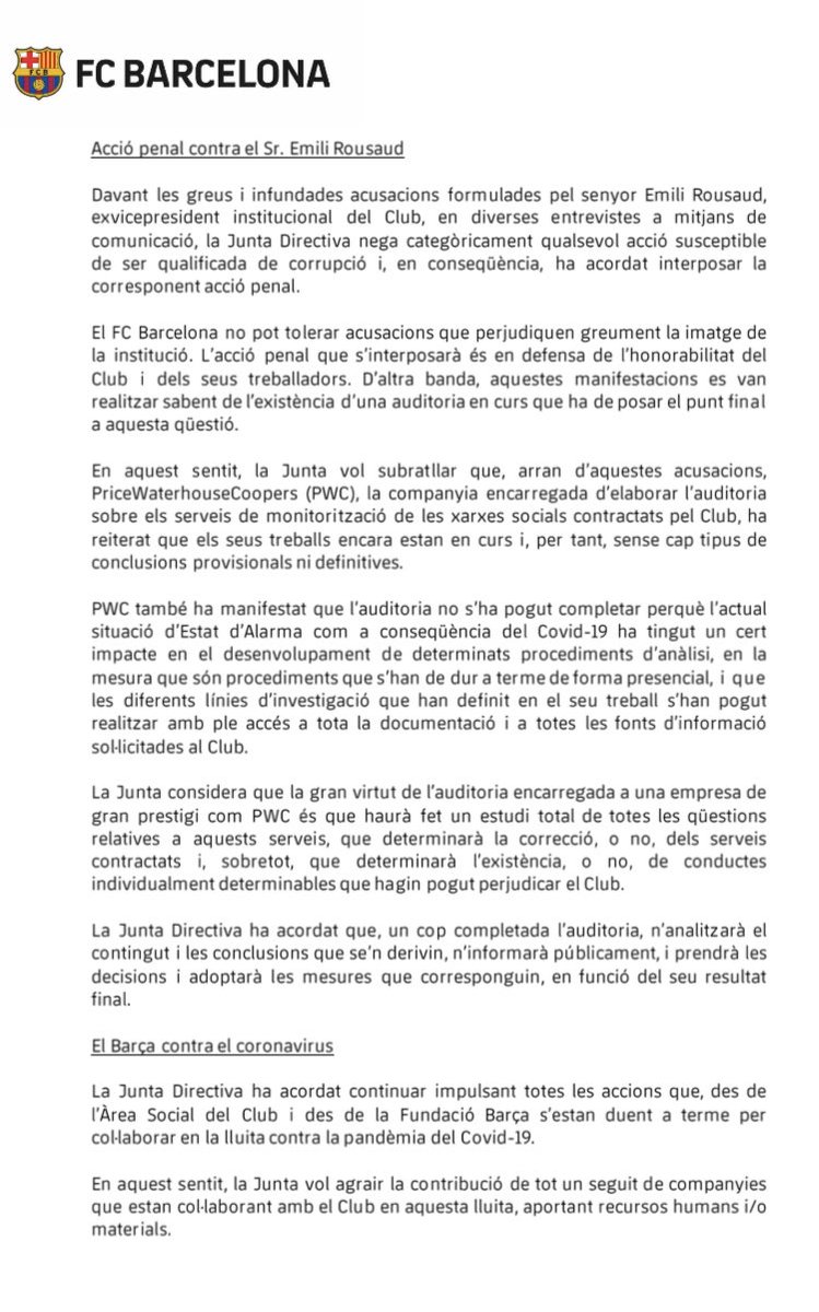 Total Barca On Twitter The Barca Board Is Going To Sue Emili Rousaud A Week Ago This Guy Was The Future For Bartomeu Now His Nightmare Https T Co Lps9ljhtsw