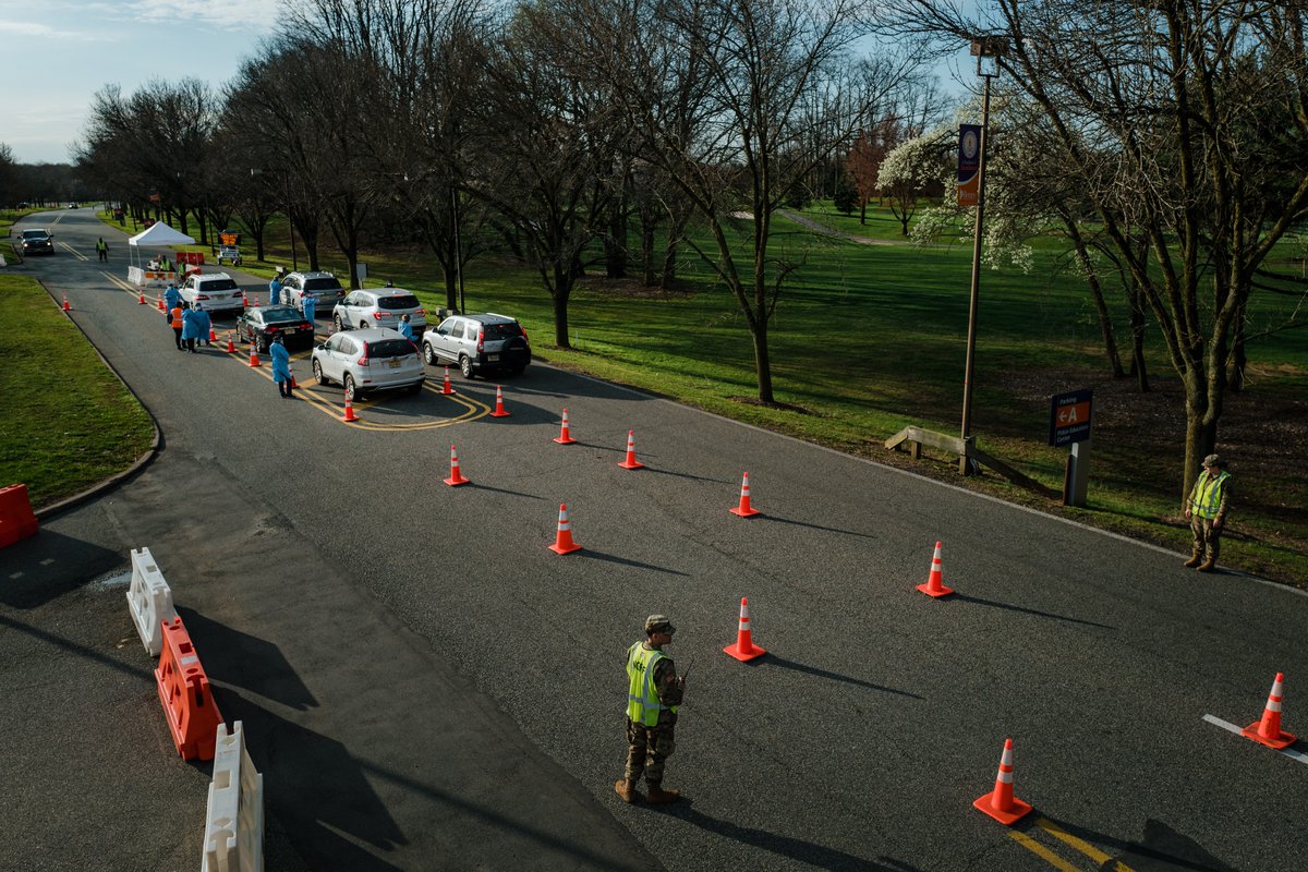 7. They drive up to the first triage point, where nurses asked drivers to roll up their windows. They communicated through a 1-inch slit in an effort to reduce exposure. They need to show their New Jersey ID to be allowed to continue. You also need to be experiencing symptoms: