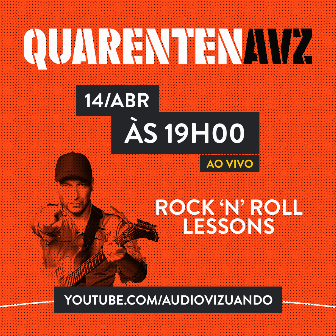 É isso mesmo, Audiovizueirxs!

Na live desta terça vamos falar sobre o que o Rock ‘n’ roll pode nos ensinar... no audiovisual!

Terça, 14 de abril, às 19:00, na nossa #QurentenAVZ. AO VIVO!

Compartilhe! 🤘