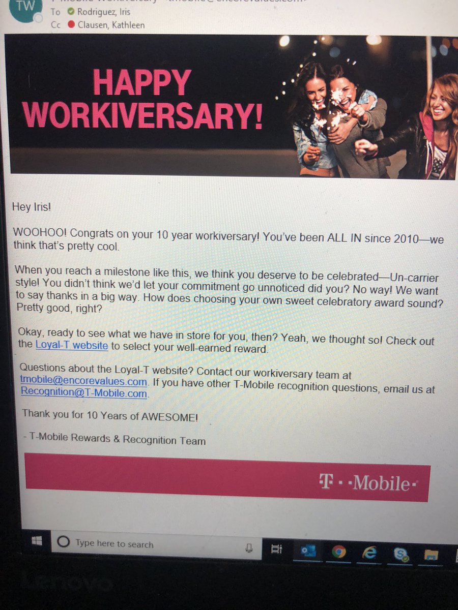 10 years yesterday, but back at it today so hence the 10 yrs &amp; 1 day tweet.  So grateful to work for an incredible company that truly cares for employees #bestplacetowork <a href="/tmobilecareers/">T-Mobile Careers</a> #ruleyourday