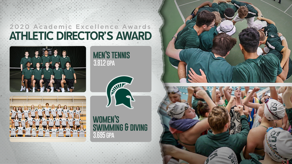 The women's <a href="/MSUswimdive/">MSUswim&dive</a> team and the men’s @msu_tennis program were honored with the <a href="/MSU_SASS/">S-A Support Services</a> Athletic Director's Awards for achieving the highest team cumulative GPA after the fall 2019 semester!