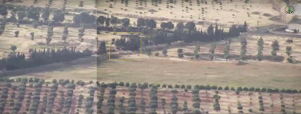 this location north of Malkiyah is referred to by HRE as 'Villa al-Qadi.' yellow - June 2019 raid, red and blue - Jan 2020 ATGMs https://www.google.com/maps/place/36%C2%B033'05.4%22N+36%C2%B059'50.6%22E/@36.5516876,36.9958452,498m/data=!3m1!1e3!4m6!3m5!1s0x0:0x0!7e2!8m2!3d36.5515034!4d36.9973735