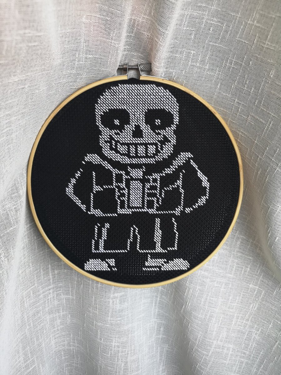 Find a big piece of black aida? Wanna try only doing lines instead of crosses? YOU'RE GONNA HAD A GOOD TIME!SANS IS AVAILABLE FOR £40/$50 shipped!