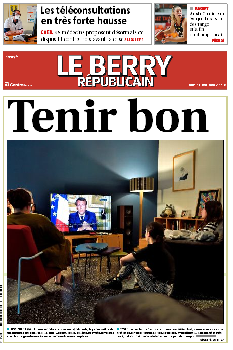 leberry_fr's tweet photo. Découvrez la une du Berry républicain du mardi 14 avril 2020 https://t.co/R6EaGjygKY