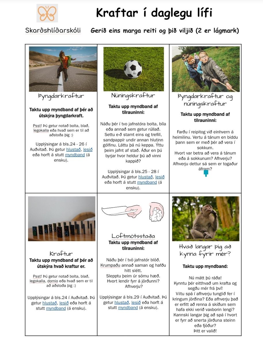 HildurArnaH's tweet photo. Kraftar í daglegu lífi - tilraunabingó fyrir 5. bekk 🥳 #menntaspjall #utkall https://t.co/daUxFxotn9