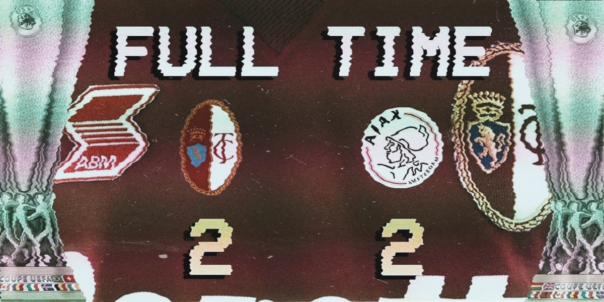 Toro_News's tweet photo. 91’ | ⌛ FULL-TIME!
Verdetto rimandato: il Torino riacciuffa l’@AFCAjax con una doppietta di #Casagrande. 2-2 al Delle Alpi, ma i granata meritavano qualcosa in più
⚽ 14’ Jonk
⚽ 62’ Casagrande
⚽ 75’ (rig.) Petterson
⚽ 84’ Casagrande
2-2
#UefaCup #TorinoAjax #TNHistory https://t.co/csIvezgBCs