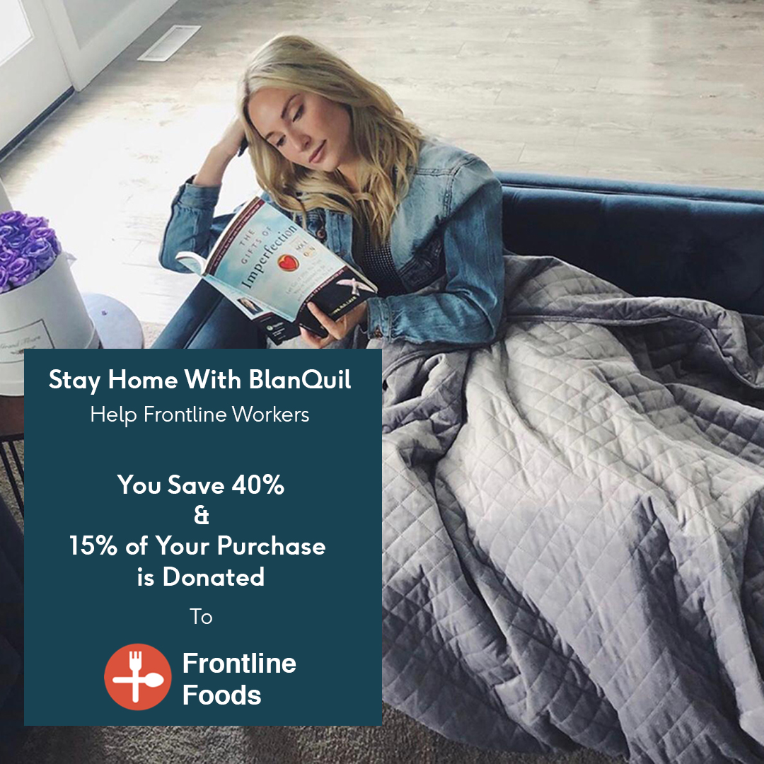 We are offering our Premium Weighted Blankets at 40% Off and 15% of proceeds will be donated to <a href="/FrontlineFoods/">Frontline Foods</a>! Please share with anyone you know that could use a Hug from BlanQuil! 

myblanquil.com/pages/stay-hom…
