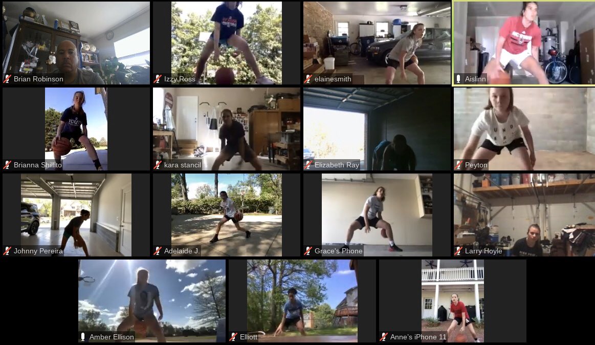 Online Session #3 of 7 in April with @acekonig focused on explosive movements with the ball in tight spaces. 14 participants today including: @elainesmithh @shay_shillito @kara_stancil @AveryRay14 @PMastin_2024 @thinkvertical @adelaidejernig1 @grace_harriman @bballabby1 #TTG