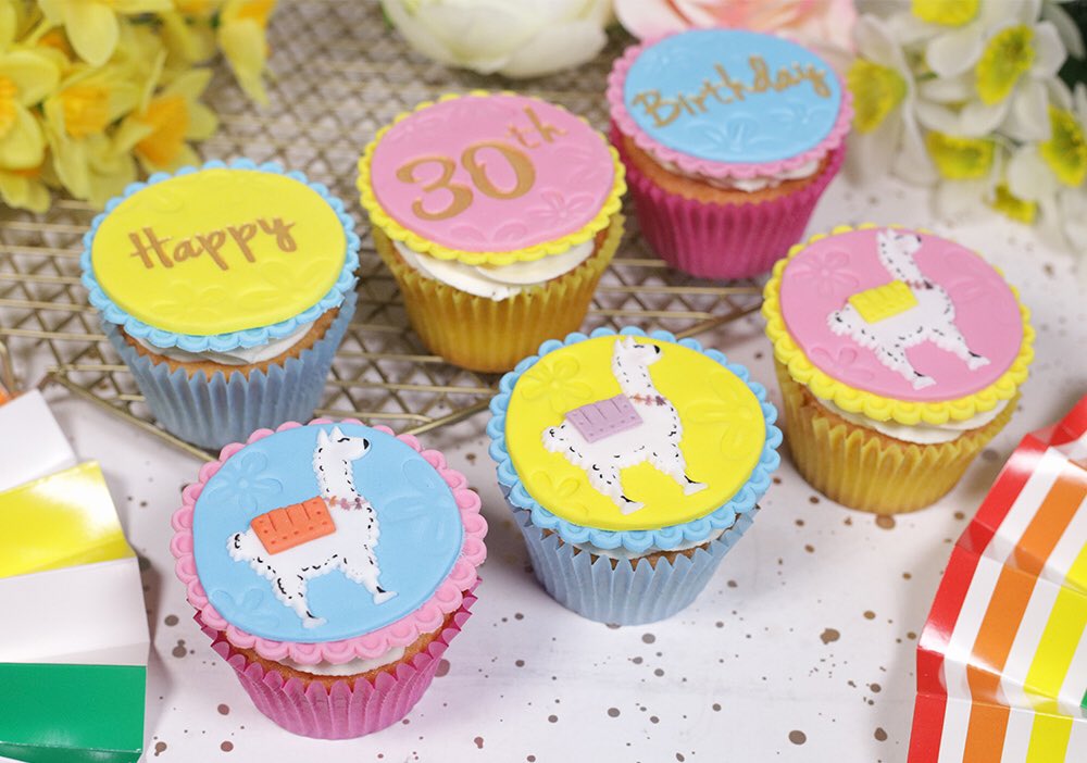 ThirzahSlater's tweet photo. These bright &amp; colourful cupcakes were so fun to create! Made with vanilla cake topped with swirls of vanilla buttercream. Decorated with handmade fondant cupcake toppers complete with personalised birthday message and Llama’s! 🧁🦙
#cakeygoodness #basildonbaker https://t.co/sV0J5SgKZR