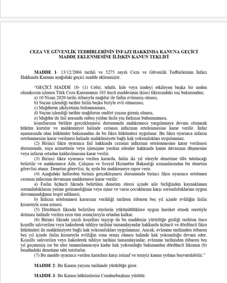 13 yaşındaki çocukları istismar ederek evlenenlere af getirecek bu kanun teklifi meclise sunulamaz.

Daha önce defalarca karşımıza gelen bu teklifi kimse aklından bile geçirmesin. Korona tedbiri çocuk istismarının önünü açmak olamaz. #ÇocukİstismarınınAffıOlmaz