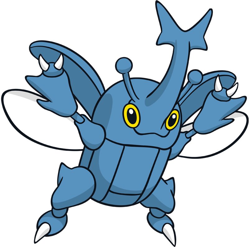 Heracross is both a friend and a fighter. It’s blue. It punches. It will not hesitate. It has a great smile and cute claws. It’s wings are round. And when it mega evolves it is BIG. Swole. Bug Jacked with a nose. When it punches you, you will feel it in your soul. A perfect bug.