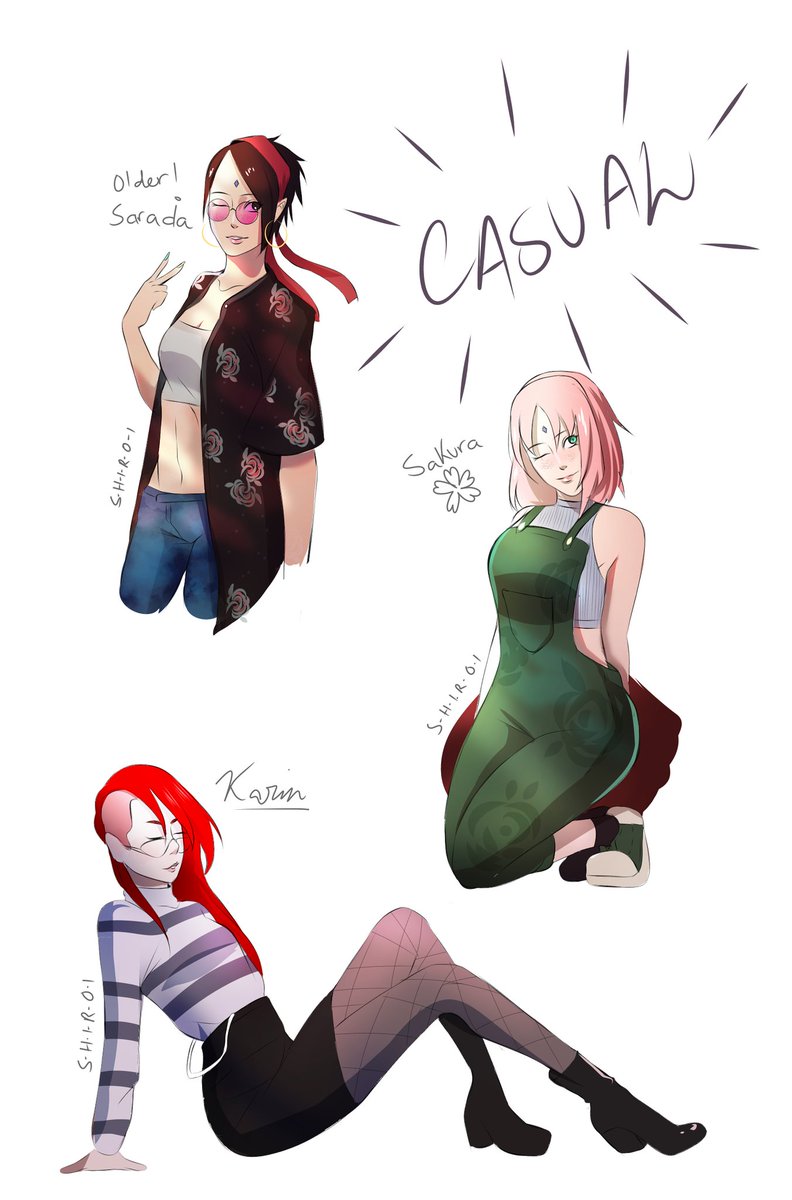 on Twitter: "The casual~ Featuring Sarada, Sakura and Karin I thought I'd  atleast get one set out today~ https://t.co/xasETexB6I" / Twitter