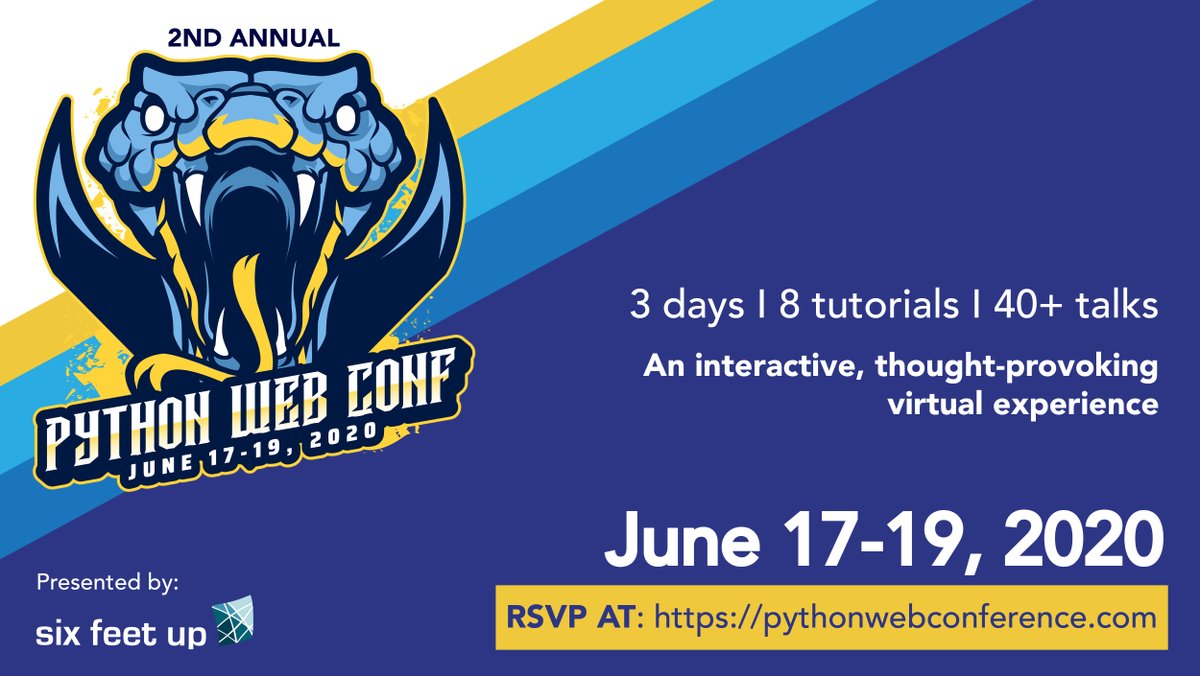 indypy's tweet image. 📣EXCITING NEWS ALERT 📣
The #PythonWebConference is back for its second year, and has expanded to a 3 day, multi-track virtual experience. Check out the details and grab your tickets here: pythonwebconference.com
