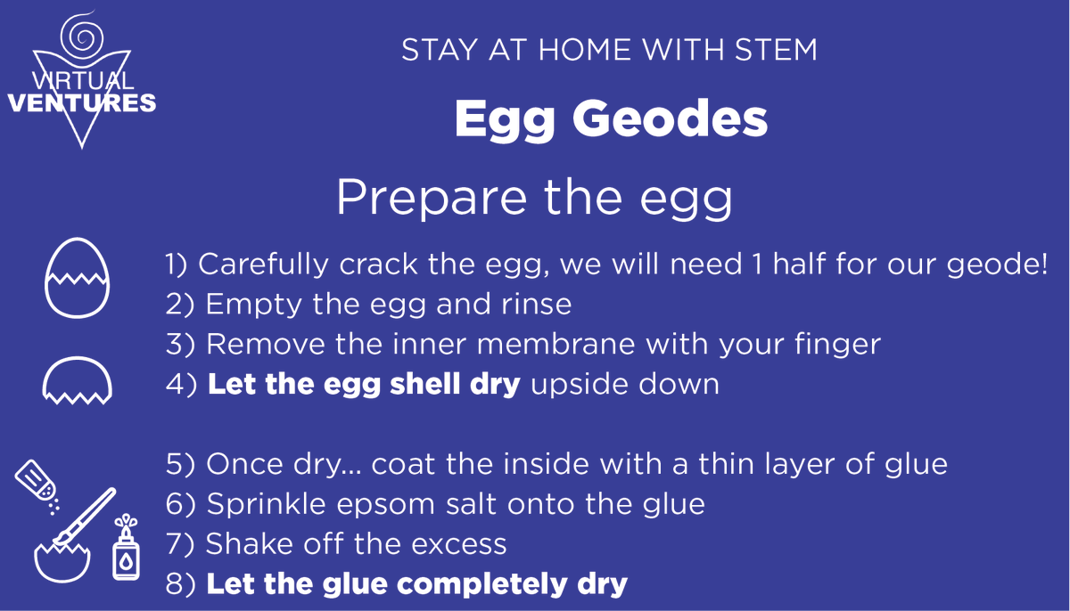 virtualventures's tweet photo. One more egg activity for you this Easter long weekend - Egg Geodes! Don't forget to tweet us a picture of your aweSTEM creations! #StayAtHomeWithSTEM https://t.co/kiigVt562D