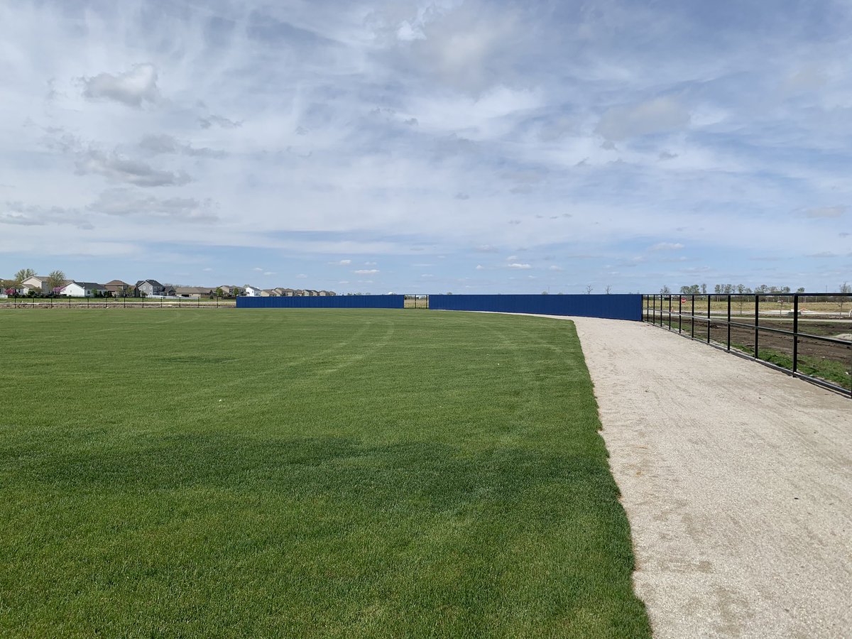 FMCHSBaseball's tweet photo. We have walls that will be painted blue, walls that are actually blue and some pretty snazzy foul poles that are not blue at all. https://t.co/gTmO54NzJe