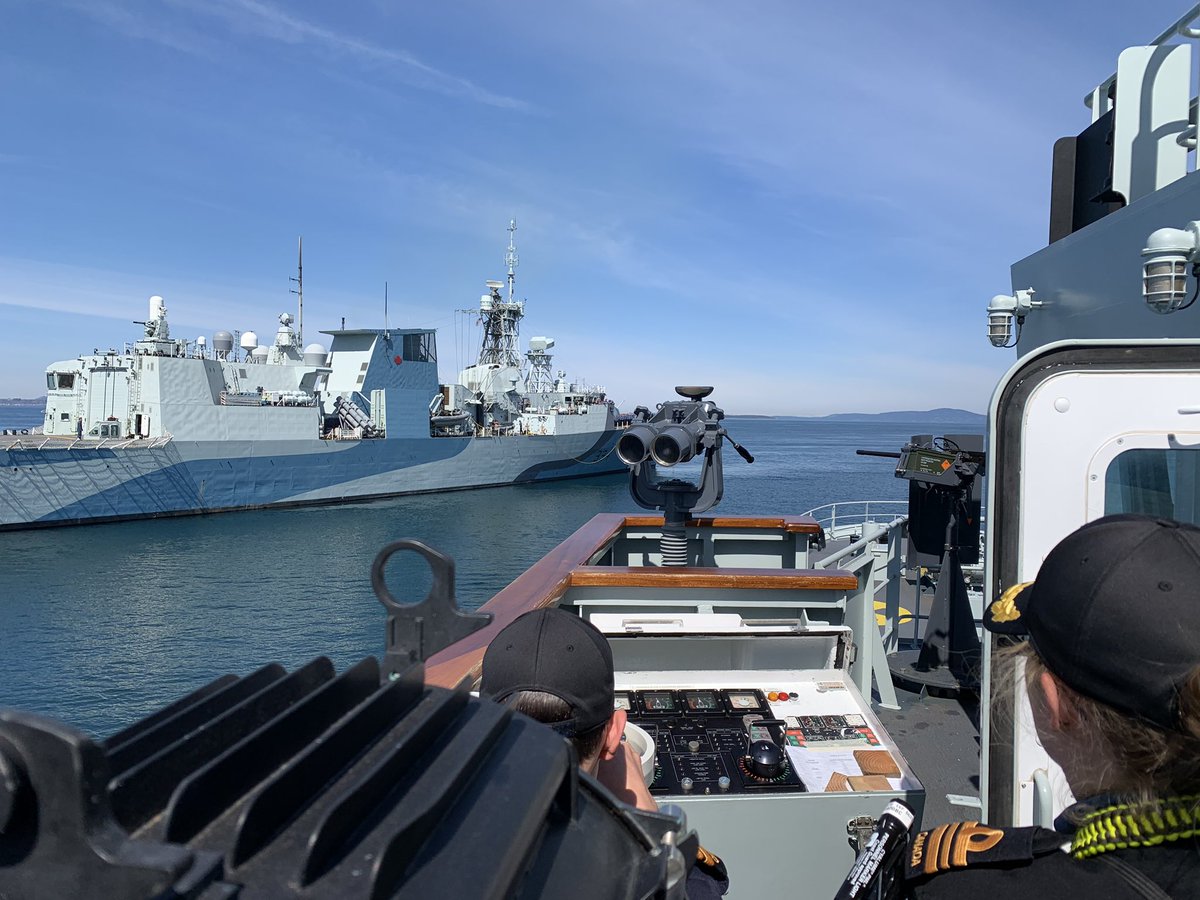 Once BRN gets close, they switch to the bridge wing to keep a close eye on things as they work to pass just ahead of REG - close enough to pass gear - and then stop4/17 – at  Strait of Juan de Fuca