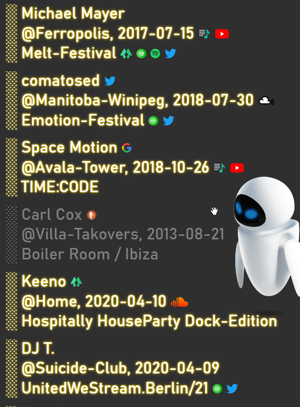 DetlefBurkhardt's tweet photo. R3:D61 #100DaysOfCode <- DragAndDrop v3
 
In the end I got #SortableJS to do what I imagined for my list of DJ-Sets. Even though the documentation only consists of a loose collection of examples, and this unfortunately not entirely.

\__
#HTML5 #html #css #js #javascript #walleve https://t.co/yHwYsPCfn1