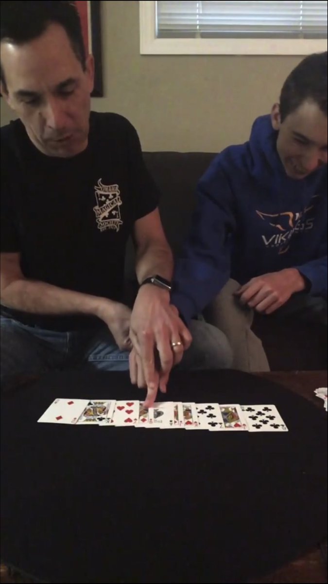 Tricknyou's tweet photo. A perfect way to end the night - learning a new magic trick! Enjoy this week‘s lessons of card tricks ♦️♠️♥️♣️ 🎩 with @MagicOfJoeCole (and his @OmahaNorthXC partner)
#Lesson17 is up 🙌🏻
https://t.co/RQwJg9xCmA https://t.co/5D2j3qpVqZ