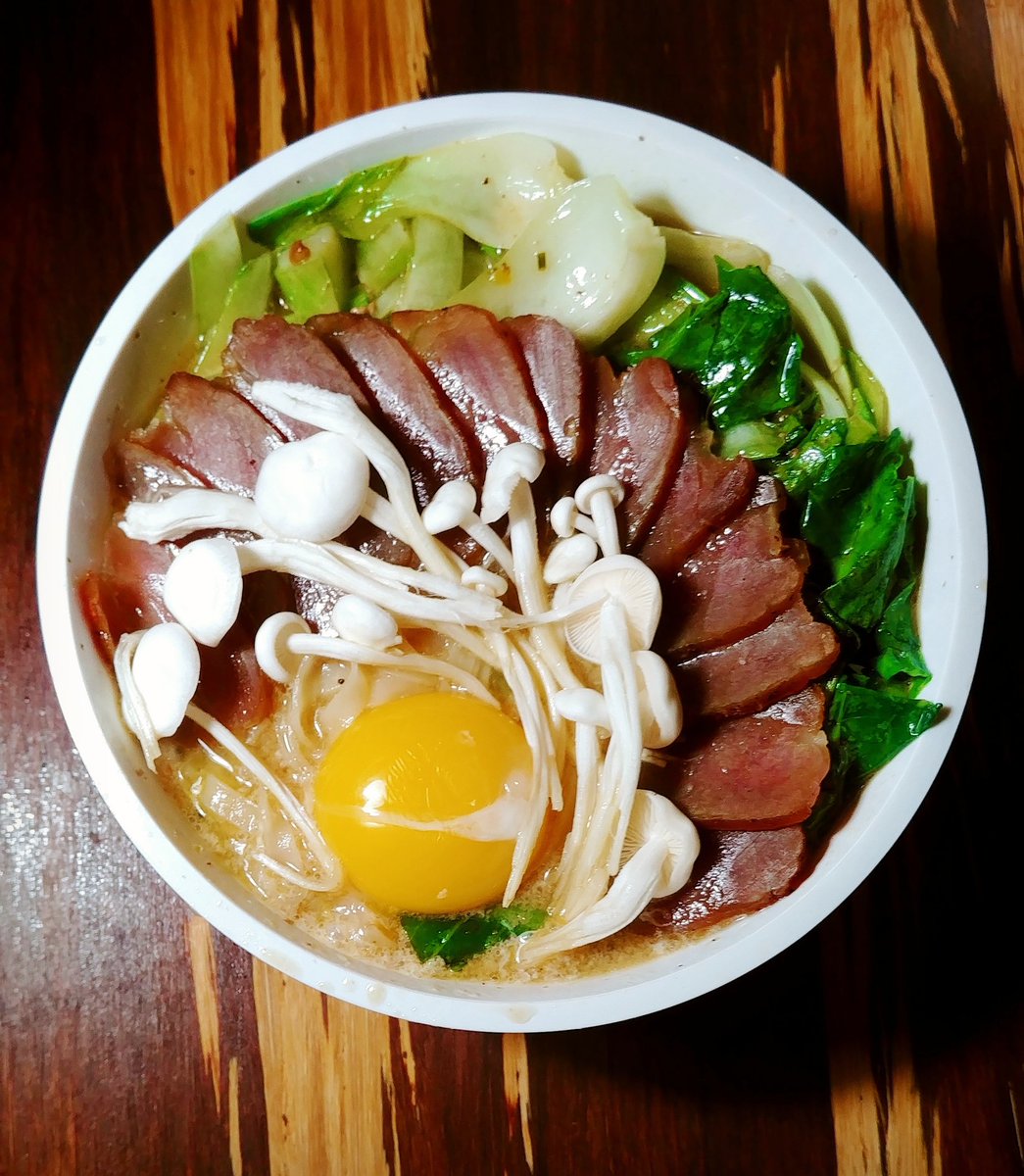 #breakfast #egg #smokedpork #bokchoi #enoki #secondbreakfast #firstbreakfast #was #acupofcoffee