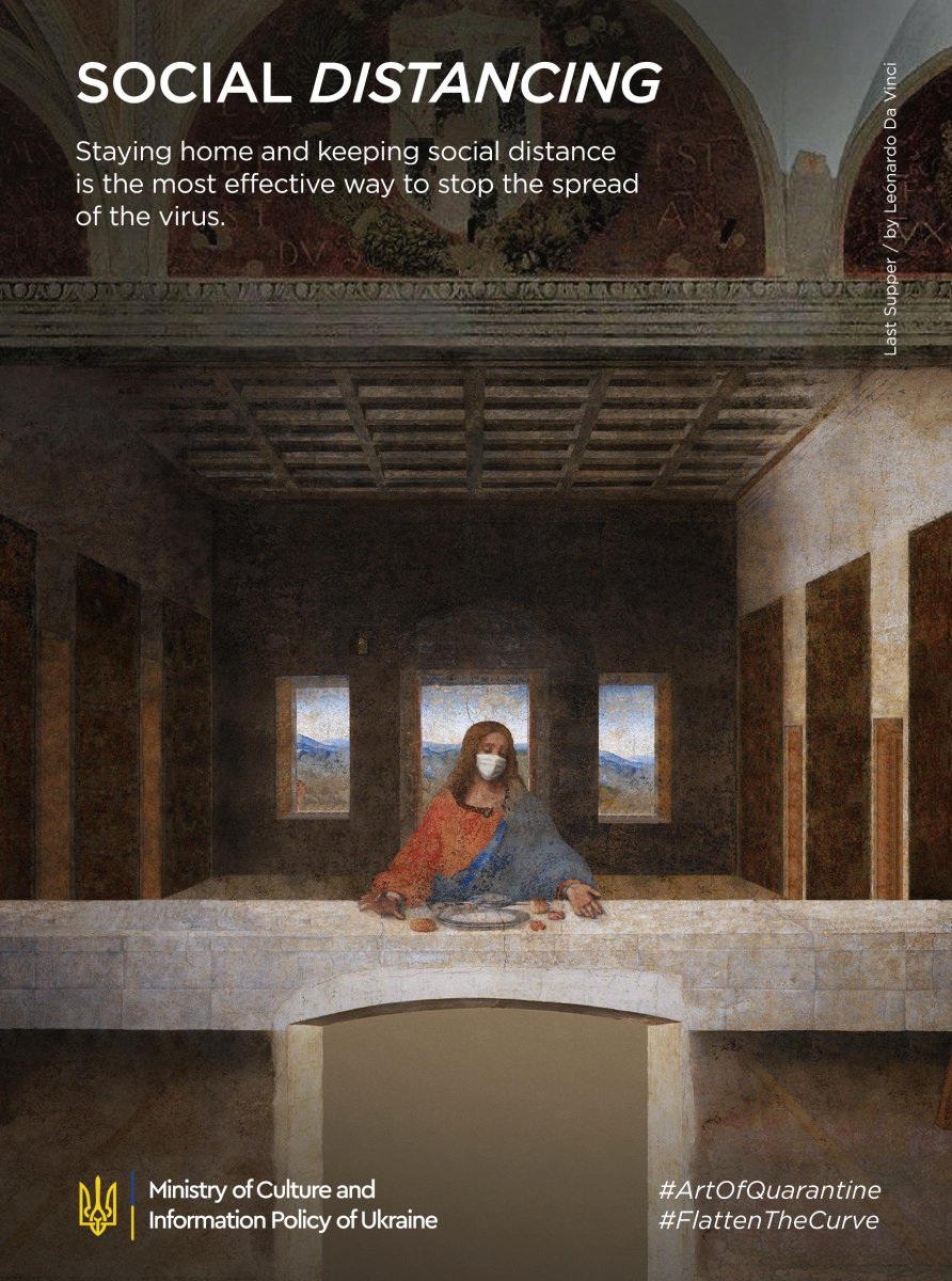 World_Crossroad's tweet photo. 這次疫情當中，很多政府在防疫的宣傳上展現了很多巧思～
來看看 烏克蘭政府的防疫廣告「隔離的藝術」（Art of Quarantine）

#ArtOfQuarantine
#Ukraine #MCPU

https://t.co/ycjDhSoo8b https://t.co/TvS56CrC28