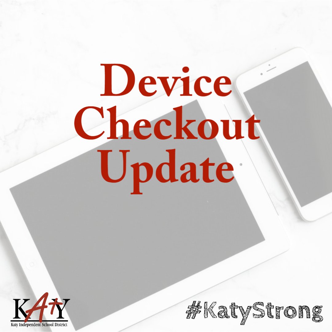 Starting on Wednesday, April 15, devices will be distributed on Wednesdays only from 3-6 p.m. at the Educational Support Complex. Find details and important links here: ow.ly/670N30qxAaM #KatyStrong #KatyISD