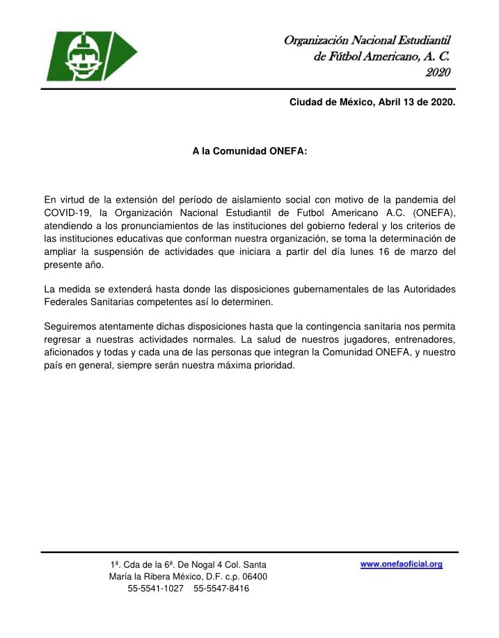 OnefaOficial's tweet photo. 🚨🚨🚨Comunicado Oficial🏈🚨🚨

🏈🏈🏈🇲🇽🇲🇽🇲🇽 https://t.co/ZkZH8VHnjg
