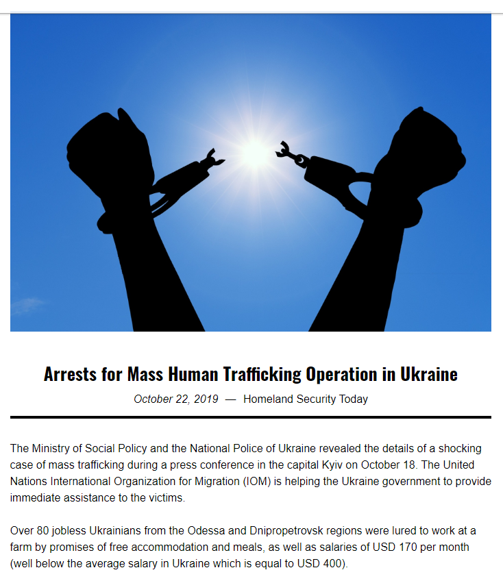 Human Trafficking [Ukraine]Where have they all gone?Since 1991 - more than 250,000 Ukrainian women have been sold into Sex Slavery. Many more children have disappeared.Who bought them? Where did they buy them? How was the money sorted?which banks? https://www.hstoday.us/channels/global/arrests-for-mass-human-trafficking-operation-in-ukraine/