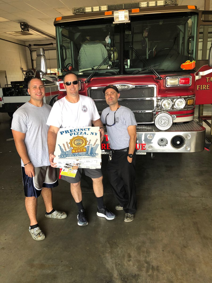 TampaFireRescue's tweet photo. Station 20 was visited by another #hardworkinghero today. Rick Drury, owner of @PrecinctPizza was kind enough to drop off a pizza for the crew. Thanks for what you do especially during this #covi̇d19 #pandemic https://t.co/SImxXBLyv2
