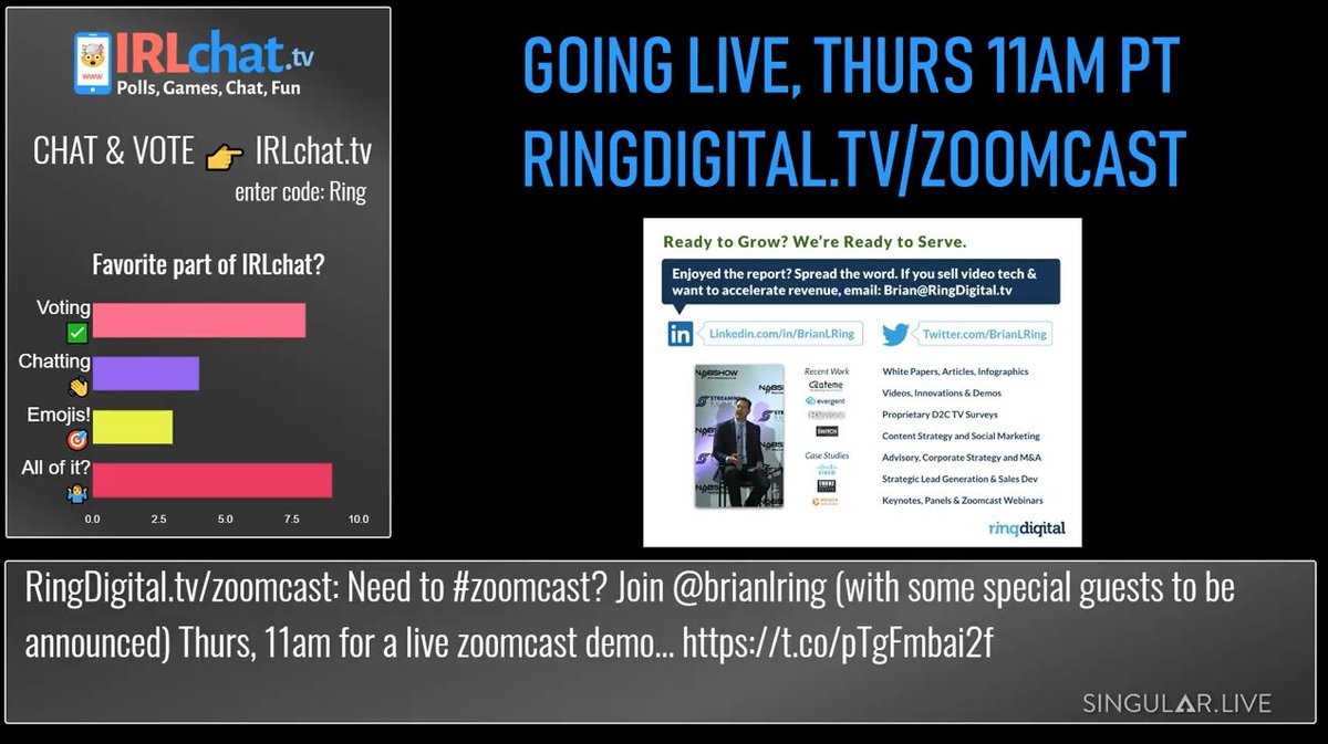 brianlring's tweet photo. It's Not a Webinar, It's a Video Tech #Zoomcast! Sign up NOW and you'll be on the list for an invite. I'm going to demo #IRLchat, a platform I've pulled together with cloud glue and GPU duct-tape. It's pretty cool. Learn more & register: https://t.co/mMrosMIao1 https://t.co/liCv1WIQkz