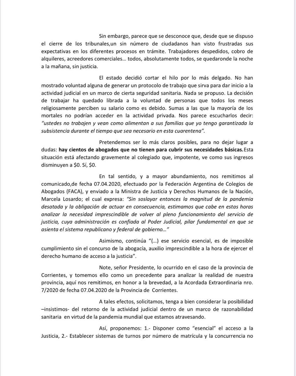JuntosForo's tweet photo. Presentamos a la CSJ de la provincia de Santa Fe nuestra petición para que, en resguardo de la salud de los empleados del poder judicial y los abogados del Foro, se arbitren las medidas necesaria para la reapartura de la actividad judicial. https://t.co/K5Bnb8boPB