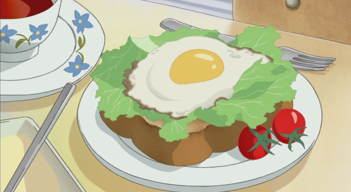 The Cat Returns!The film doesn't really feature a lot of food shots, but the shots they do have still stand out. Esp! The breakfast shot at the beginning!!! I love a good fried egg. (Also, anyone else think those fish crackers tasted like cuttlefish chips or sth?)