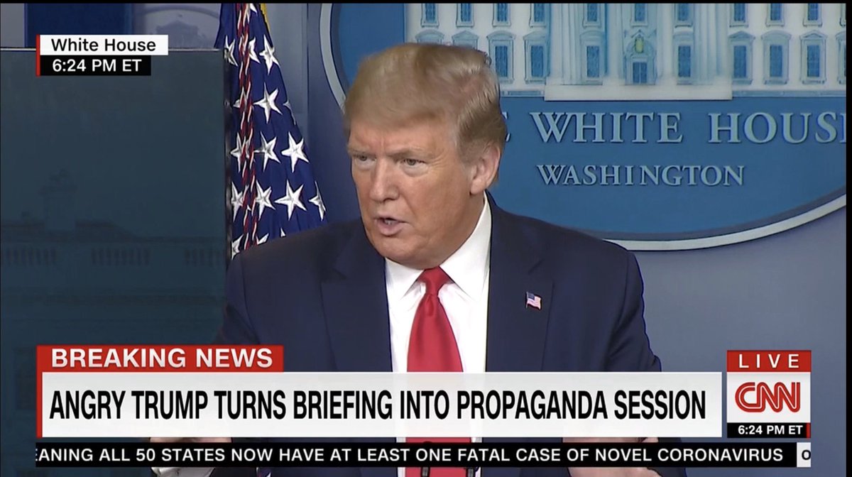 Whoa. This  @CNN chyron says it ALL: “Angry Trump Turns Briefing Into Propaganda Session.” #TrumpLiesAmericansDie  #coronavirus  #COVID19  #CoronavirusPandemic