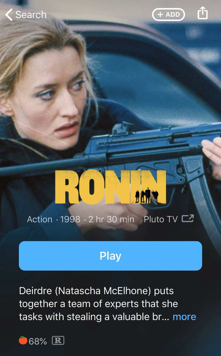 You might think Ronin is about Robert Deniro’s character, Sam, but the Apple TV app has news for you