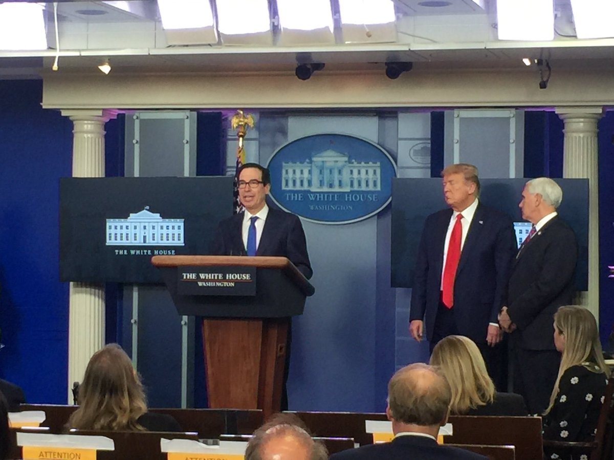 Sec Treasury Mnuchin: We are ahead of schedule on the direct payments to Americans - 80 million Americans will be getting their relief checks by Wed.SBA is now 1 week old: 230 Billion distributed to small businesses already.Prepared to ask Congress for more $