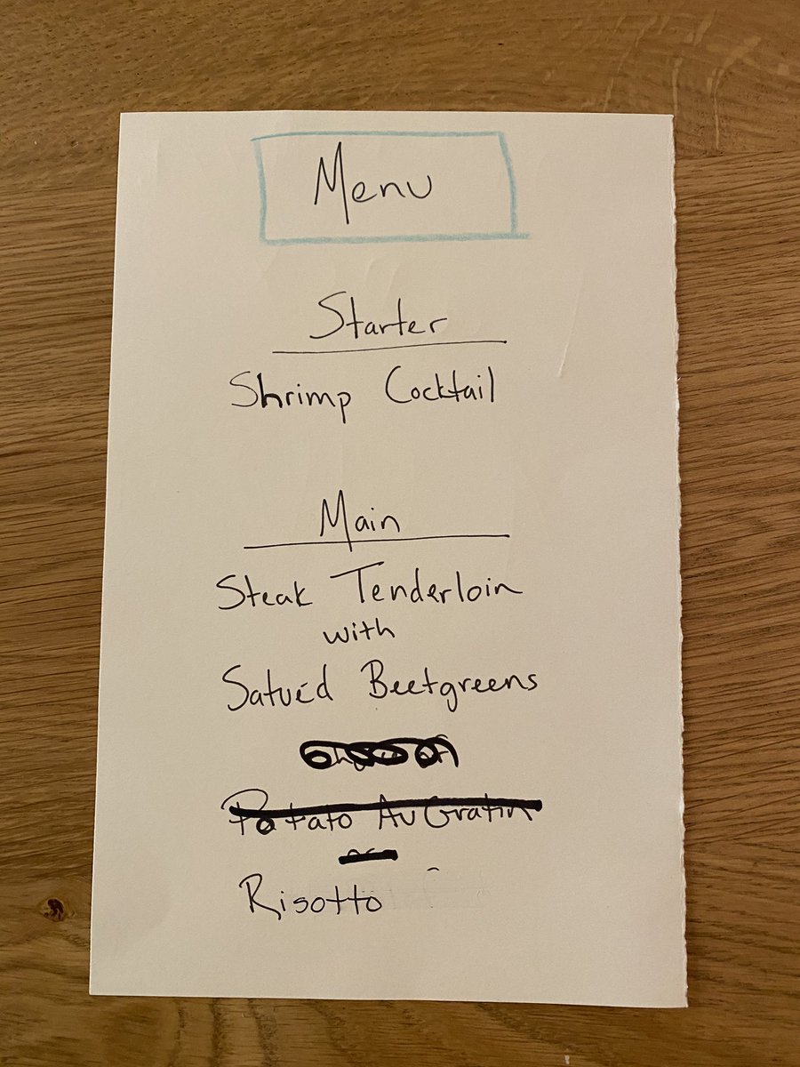 We were seated and given these menus. (The potatoes got crossed out because “daddy, I don’t like potatoes”.)