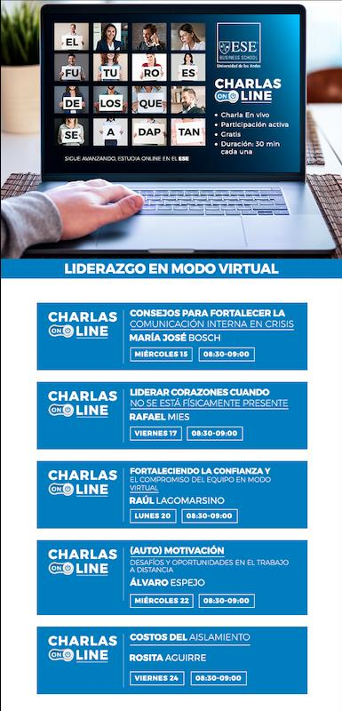 Raul Lagomarsino (@rlagomarsino) on Twitter photo Invito a todos a inscribirse GRATIS al Ciclo de Charlas Liderazgo en Modo Virtual, que dictaremos los profesores del Área Dirección de Personas del <a href="/ESEUANDES/">ESE Business School</a>
Inscripciones aquí: bit.ly/34vQCv1
Este miércoles parte la incomparable <a href="/cotebosch/">Maria José Bosch</a>!
#ESEcontingencia #ESE Invito a todos a inscribirse GRATIS al Ciclo de Charlas Liderazgo en Modo Virtual, que dictaremos los profesores del Área Dirección de Personas del <a href="/ESEUANDES/">ESE Business School</a>
Inscripciones aquí: bit.ly/34vQCv1
Este miércoles parte la incomparable <a href="/cotebosch/">Maria José Bosch</a>!
#ESEcontingencia #ESE