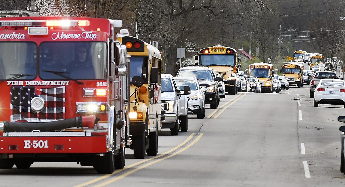 johnpcleary's tweet photo. Alexandria Community Schools teachers and staff paraded through Alexandria and Orestes Monday afternoon to show support for their students and to say Hi-we miss you!! https://t.co/xU1edzSjaR