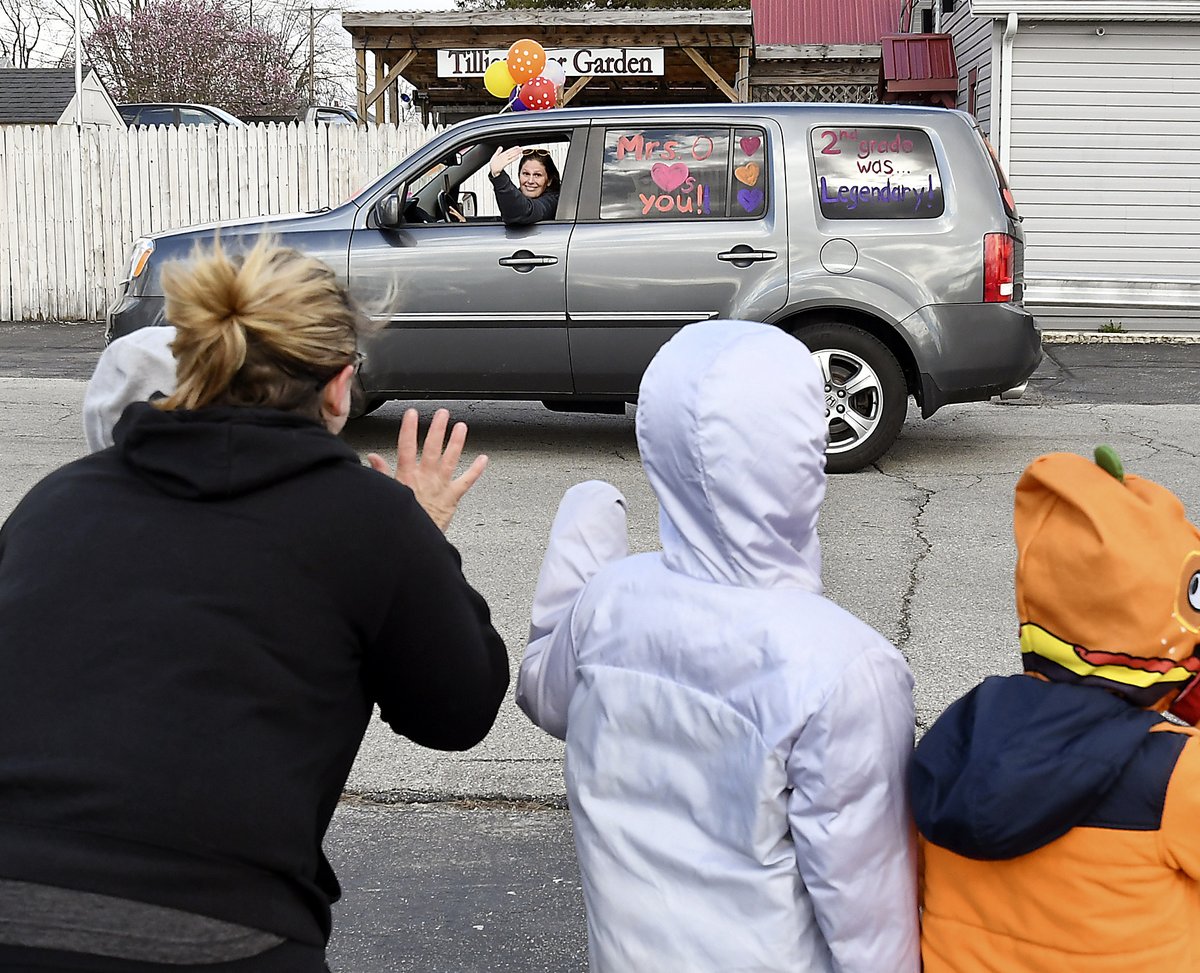 Alexandria Community Schools teachers and staff paraded through Alexandria and Orestes Monday afternoon to show support for their students and to say Hi-we miss you!!
