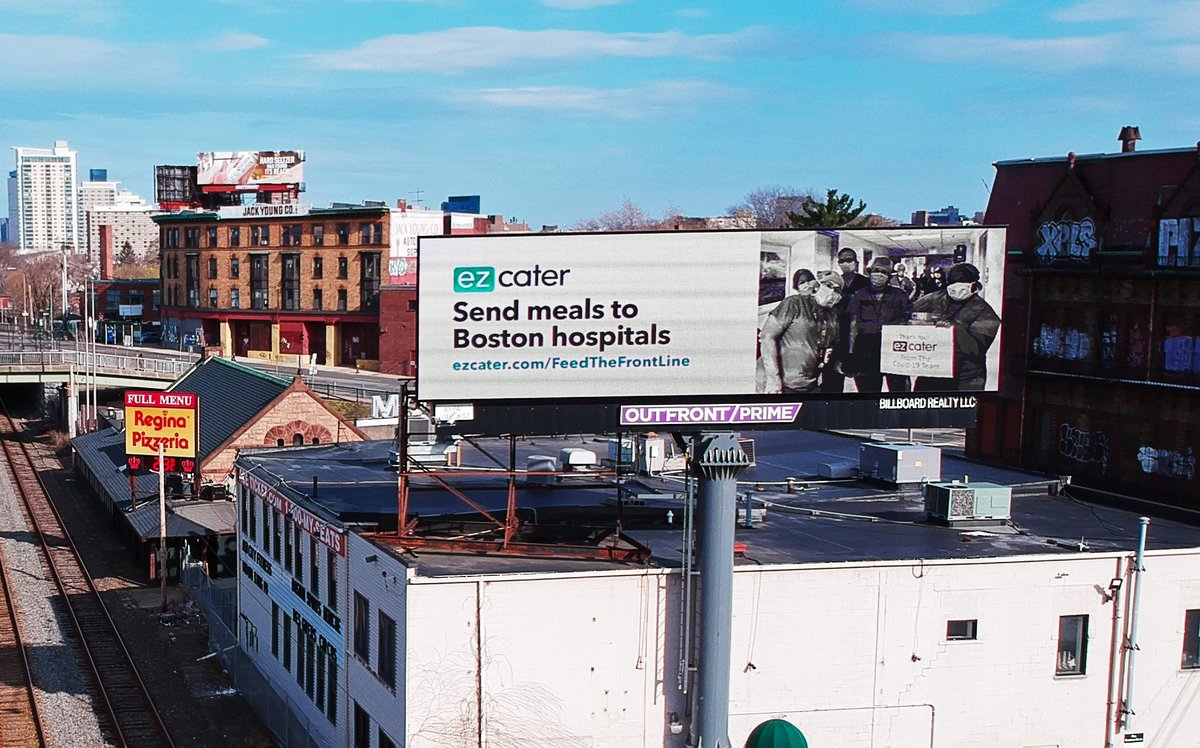 Many thanks to our friends at <a href="/OUTFRONTMEDIAUS/">OUTFRONT Media</a> for donating billboard space in #Boston to help spread the word and #FeedTheFrontLine! Learn how you can send meals to hospitals: bit.ly/2wt24ei 💚 🚑 💚